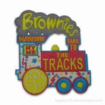 Embroidered Patches with Printed Logo and Iron-on Back
